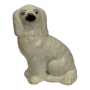 Late 20th Century White Vintage Staffordshire Spaniel Figurine