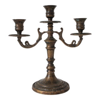 Vintage Italian Brass Three-Arm Candelabra For Sale