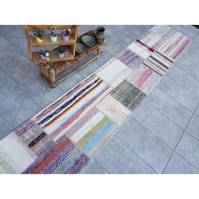 Purple 1950s Turkish White Purple Ethnic Rug For Sale - Image 8 of 10