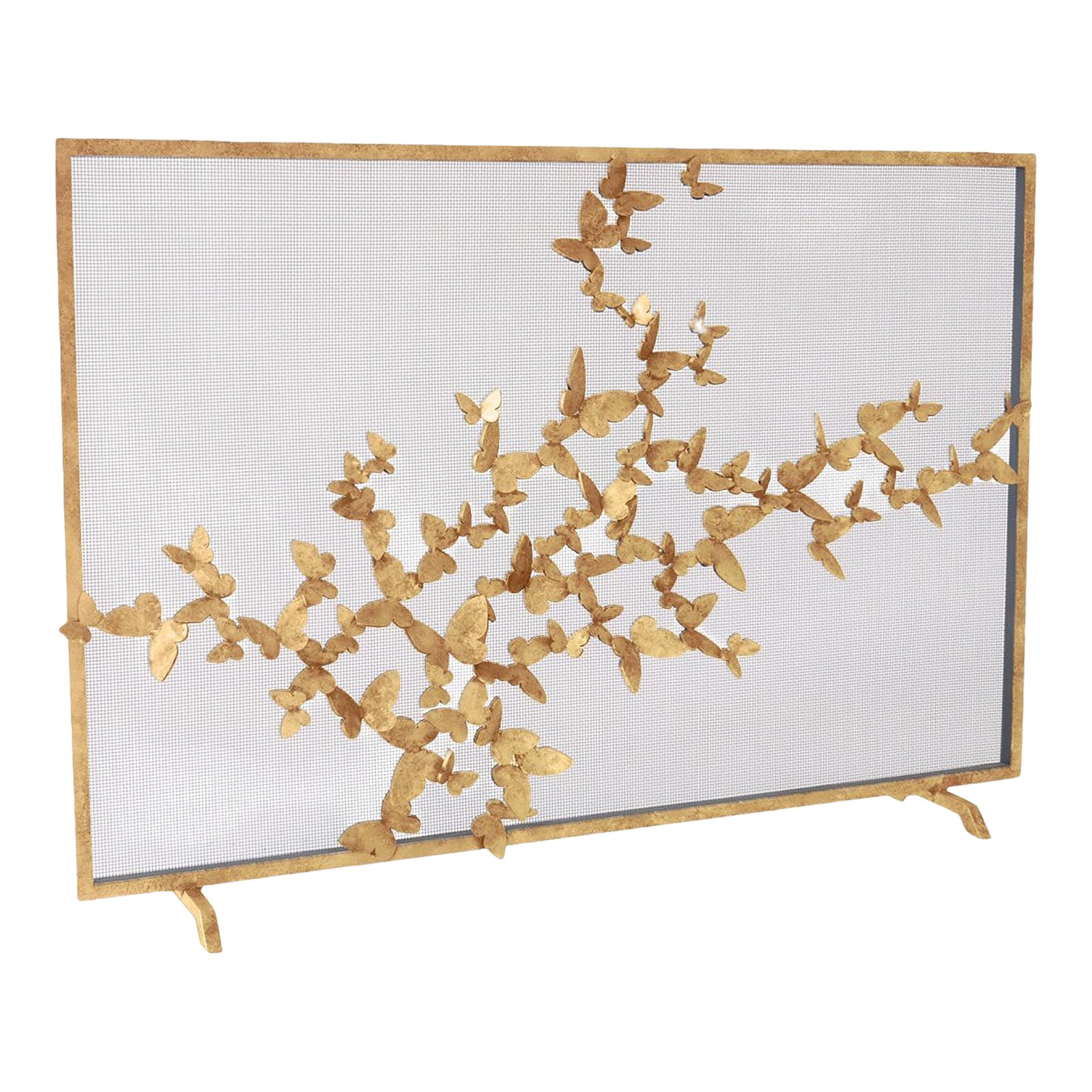 Brilliant Gold Butterfly Fire Screen Fireplace Screen | Chairish