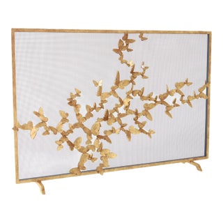 Brilliant Gold Butterfly Fire Screen Fireplace Screen For Sale