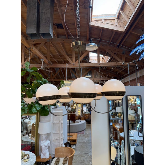 5-Light Opal Chandelier, Attributed to Heikki Turunen 1970's For Sale In Los Angeles - Image 6 of 6