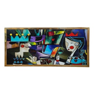 Glass Painting with Picasso Figure, 1980s For Sale