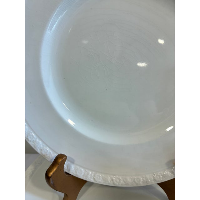 Vintage Wedgwood Embossed White English Dinner Plates, Set of 12 For Sale - Image 10 of 13