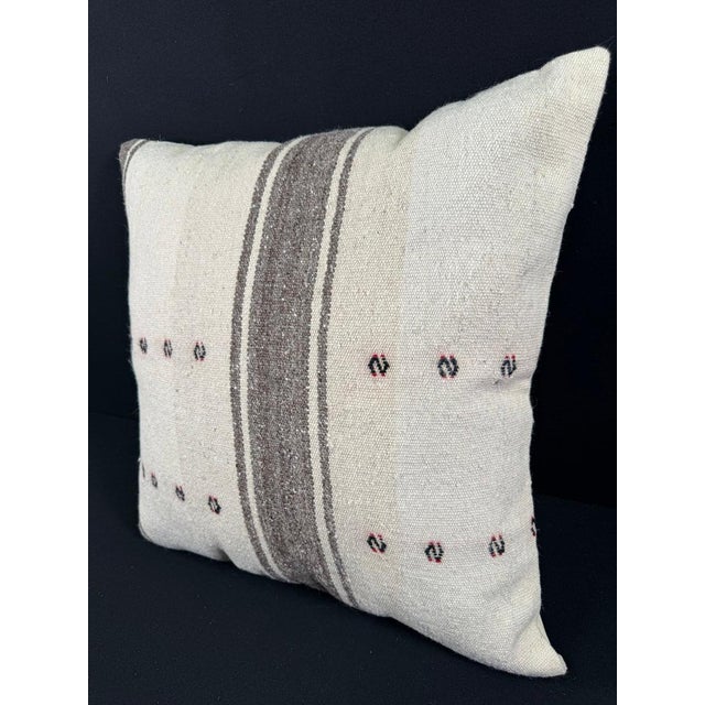 Turkish Hemp Pillow Cushion Natural Beige Dark Brown Pillow Cushion Cover 24"x24" For Sale - Image 4 of 4