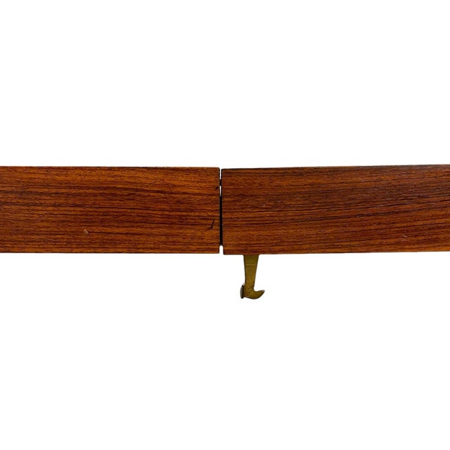 Wood Vintage Mid-Century Modern Extendable Dining Table With Removable Stored Leaf For Sale - Image 7 of 11