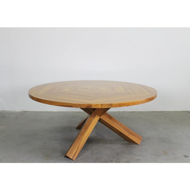 Wood La Rotonda Round Table in Walnut Wood by Mario Bellini for Cassina, 1980s For Sale - Image 7 of 15