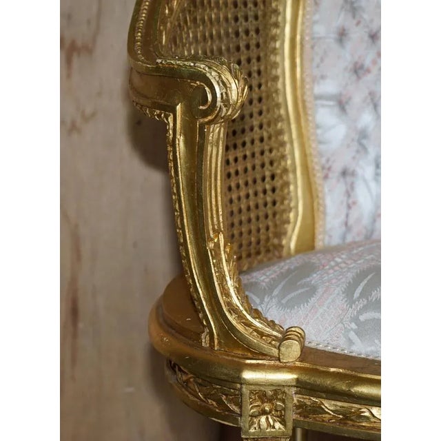 Metal Antique Napoleon III Gold Giltwood Bergere Sofa Settee, 1870s For Sale - Image 7 of 15
