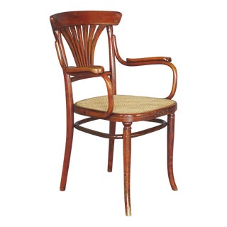 N°221 Armchair with Bronze Inlays and Canework by Michael Thonet, 1910 For Sale