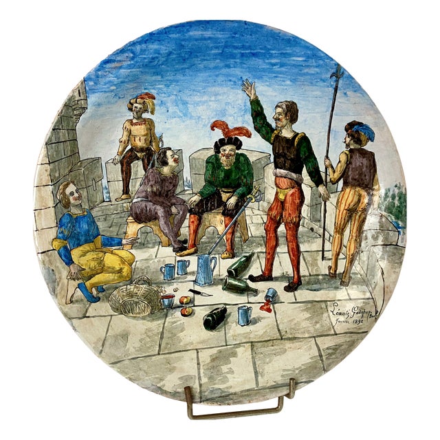 Majolica Earthenware Dish by Liautey Godefroy, 1892 For Sale