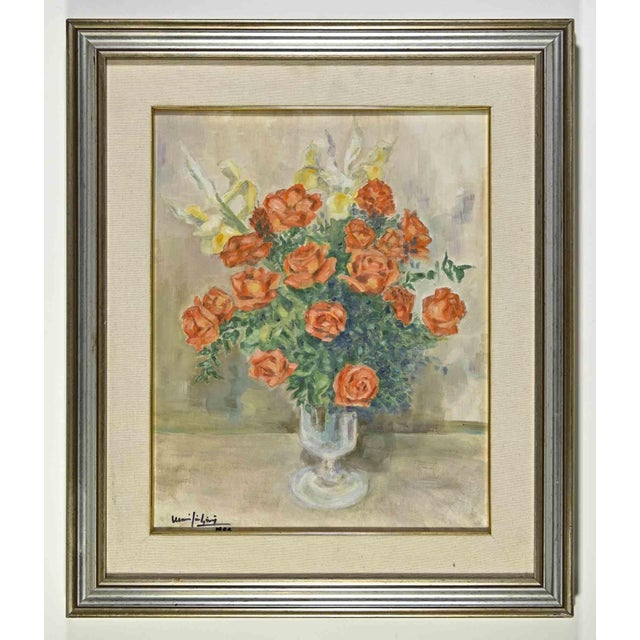 Unknown, Flower Vase, Oil Painting, Late 20th Century For Sale - Image 4 of 4