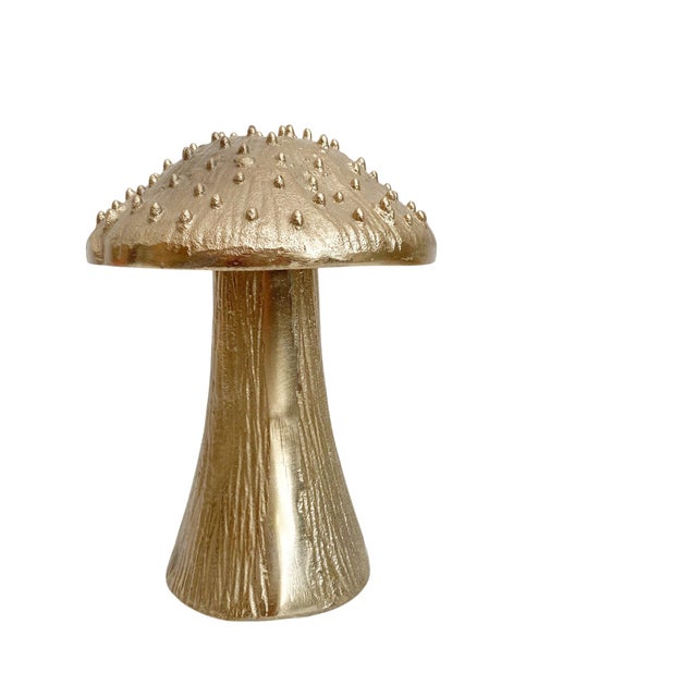 1990s Golden Metal Lumpy Bumpy Mushroom Statue For Sale - Image 5 of 7