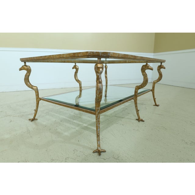 Marge Carson Large Gold Regency Glass Top Coffee Table Chairish