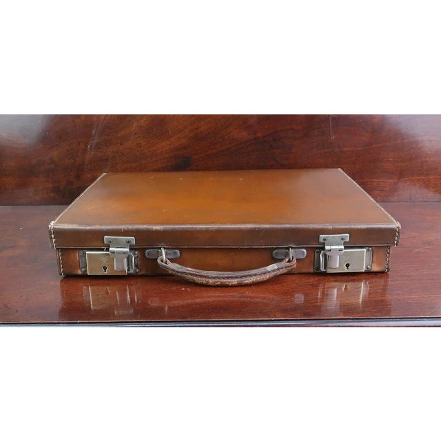 Vintage English Brown Leather Attache or Briefcase, 1920s For Sale - Image 4 of 13