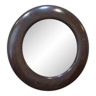 Antique Round Wood Mirror For Sale