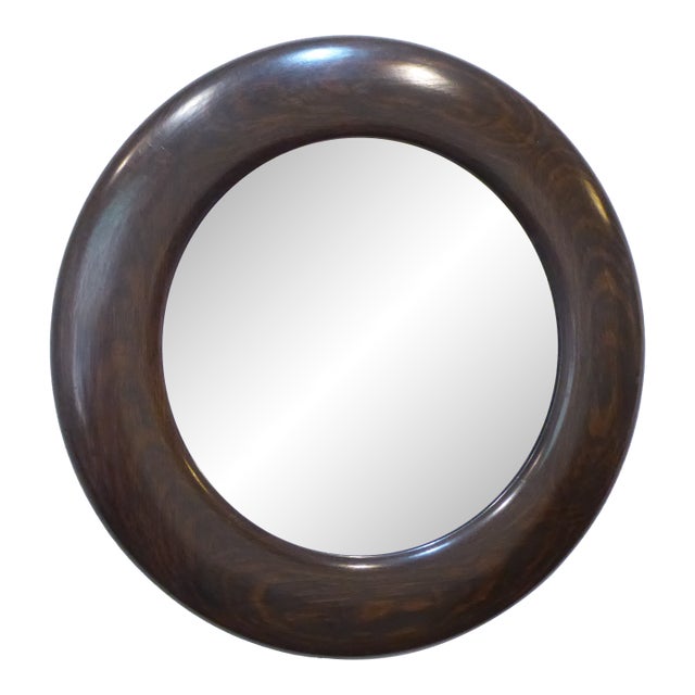 Antique Round Wood Mirror For Sale