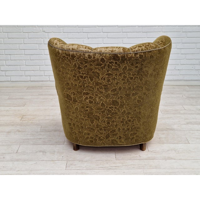 Vintage Danish Relax Chair in Green Fabric, 1950s For Sale - Image 11 of 17