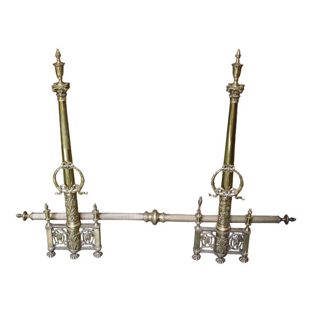 Louis XVI Bronze Andirons With Footrest For Sale