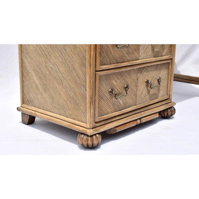 Vintage Chevron Pencil Reed Writing Desk With Brass Hardware, Usa For Sale In Philadelphia - Image 6 of 12