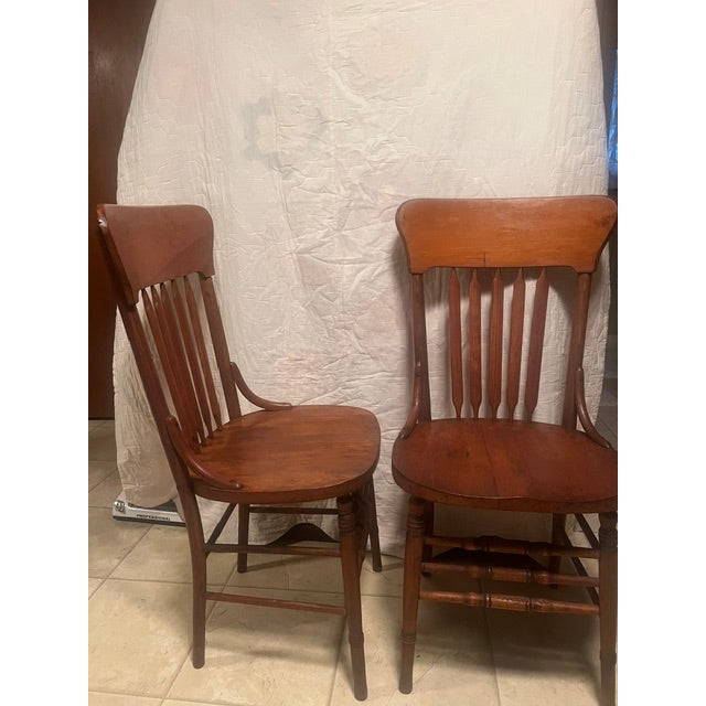 Traditional Vintage Cattail Back Dining Chairs For Sale - Image 3 of 3
