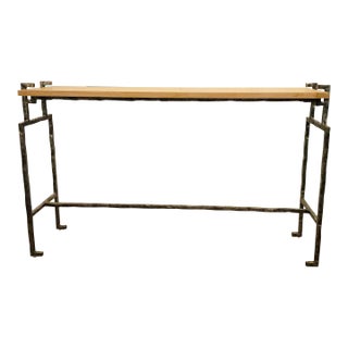 Maitland-Smith French Iron Finished Ribbed Rage Console Table For Sale