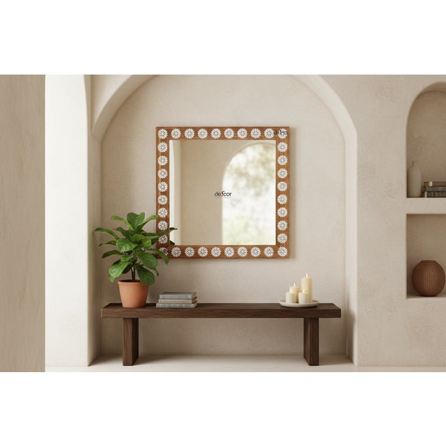 Showing clean contemporary lines contrasting with reclaimed teak and handmade inlay work. This beautiful boho modern...