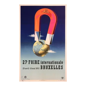 1953 Belgian Fair Poster - 27e Foire Internationale Bruxelles (World's Fair Poster)