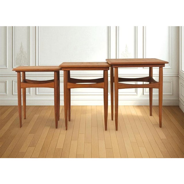 Wood Nesting Tables, Denmark, 1960s, Set of 3 For Sale - Image 7 of 7
