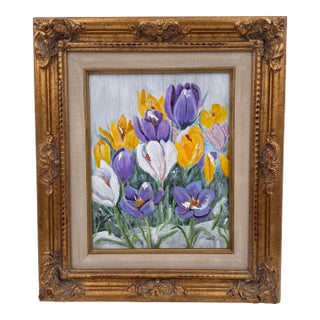 Original Floral Painting by Robin Blakely Vaughan Framed Signed 15x13 For Sale