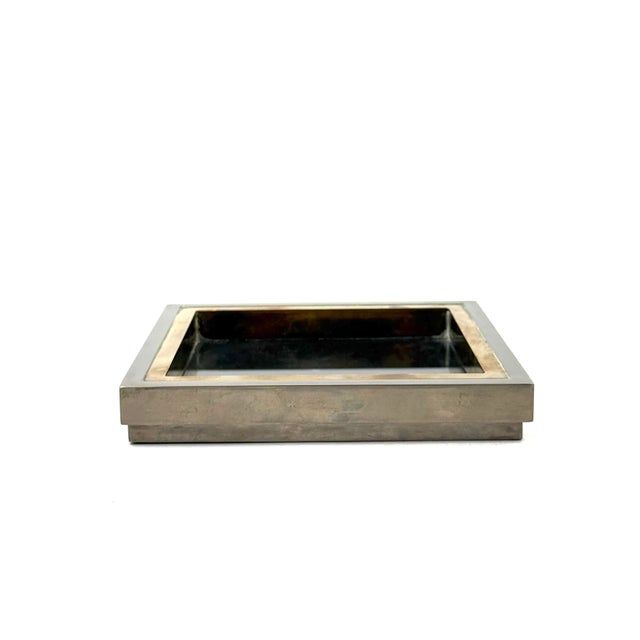 Hollywood regency vide poche Tommaso Barbi Italy 1970s Chromed metal, brass, glass H 3 cm - 20 × 20 cm Conditions:...