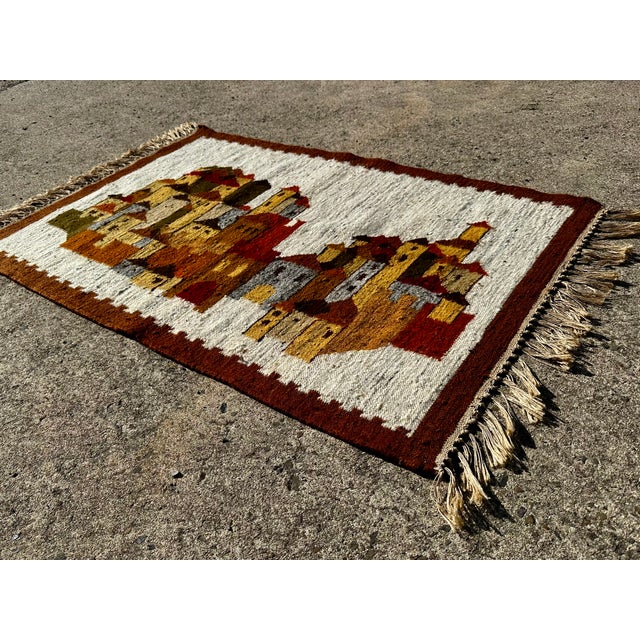 Textile White Castle Kilim by Boguslaw Kaminski, 1960s For Sale - Image 7 of 15