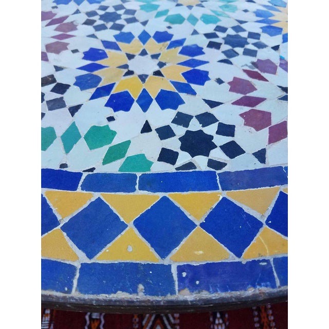 Moroccan Multicolor Beldia Tina Mosaic Table For Sale - Image 4 of 7