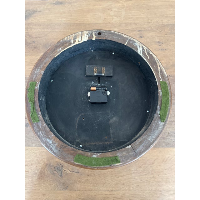 Brown Vintage American Wooden Wall Clock For Sale - Image 8 of 12