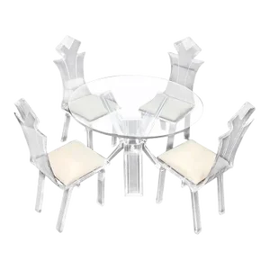Set of 4 Lucite Four Chairs Table Dinette Set