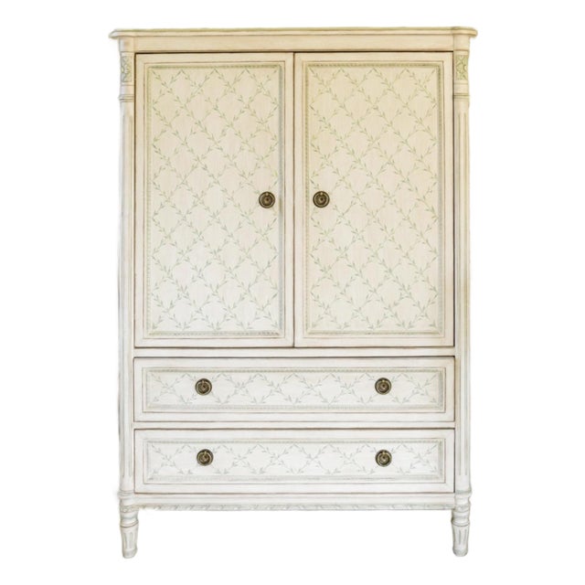 Julia Gray Hand-Painted Nursery Armoire/Wardrobe Cabinet, Attributed For Sale