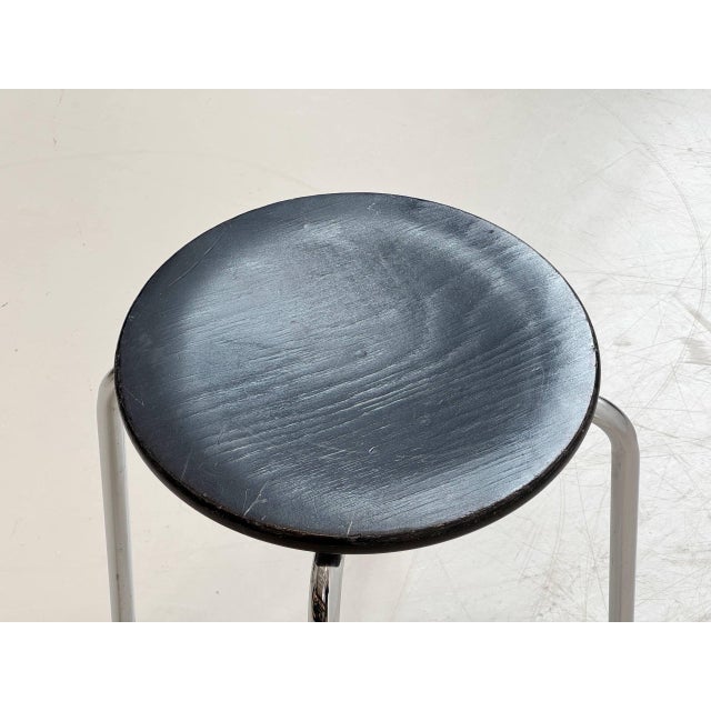 Stool with Chrome Frame and Wooden Seat by Zingg-Lamprecht, 1970s For Sale - Image 7 of 16