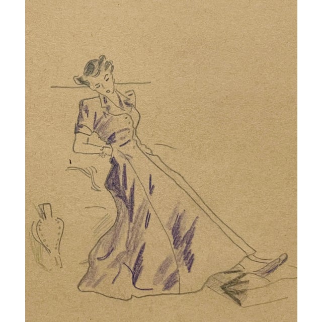 Fashion Study of a Woman Resting by a Fire and Wearing a Marcel Rochas Gown for Marshall Field and Company For Sale - Image 4 of 4