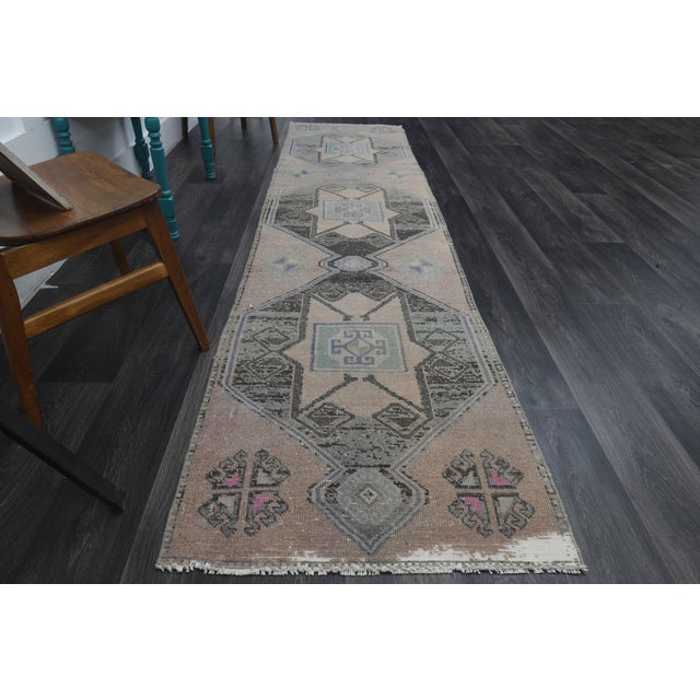 1970s Vintage Handmade Wool Cotton Turkish Brown Area Rug For Sale - Image 10 of 11