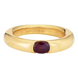 C1992 Cartier Ellipse Ruby Band Sz 6.25 Ring Eu 53 18k Gold Signed Jewelry For Sale