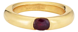 C1992 Cartier Ellipse Ruby Band Sz 6.25 Ring Eu 53 18k Gold Signed Jewelry