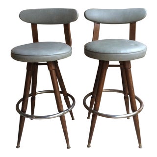 Vintage Mid-Century Bar Stools - A Pair For Sale