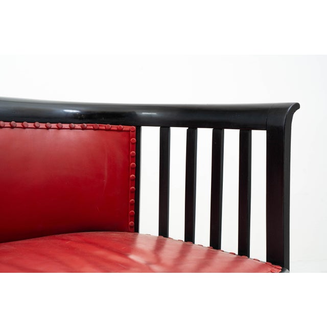 Fledermaus Sofa in Black-Finished Beech and Red Leather by Josef Hoffmann for Jacob & Josef Kohn, 1890s For Sale - Image 13 of 18
