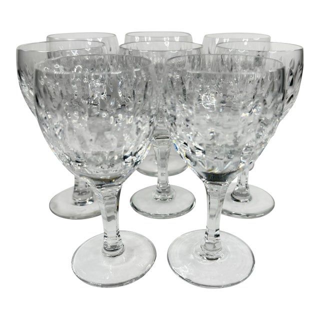 Vintage 1980s Heavy Cut Crystal Port Glasses – Set of 8 For Sale