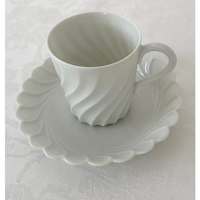Vintage Haviland Limoges France White Porcelain Demitasse Cup and Saucer Mint Condition. For Sale - Image 10 of 14
