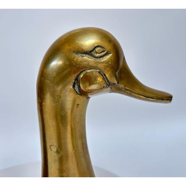 Mid 20th Century Vintage Brass Duck Head Bookends Hollywood Regency Circa 1950 For Sale - Image 5 of 8