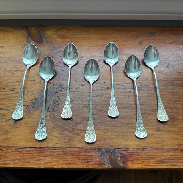 Beautiful Set of 7 Vintage Romance by Bjorn Rosenthal Sterling Silver 925 Teaspoons. These pieces are from Rosenthal's...