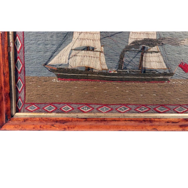 Blue English Sailor's Woolwork of a Merchant Navy Steam-Auxiliary Square-Rigged Brig For Sale - Image 8 of 11