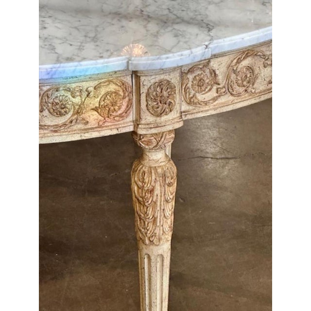 Gold Italian Carved Demi-Lune Consoles For Sale - Image 8 of 8