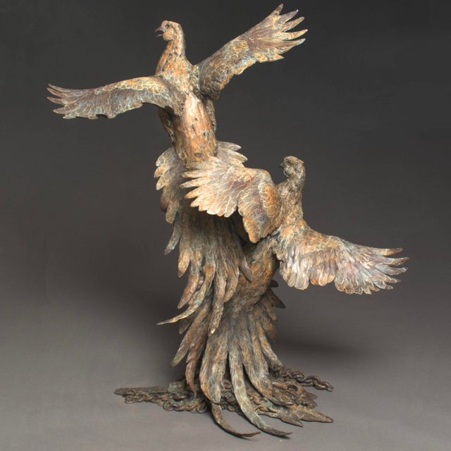 Monumental Bronze Sculpture - Pheasants - "Farmboys" by Stefan Savides For Sale - Image 13 of 13