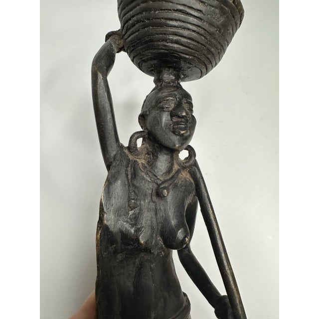 Brass Tribal Female Solid Bronze Finish Figurine For Sale - Image 8 of 12